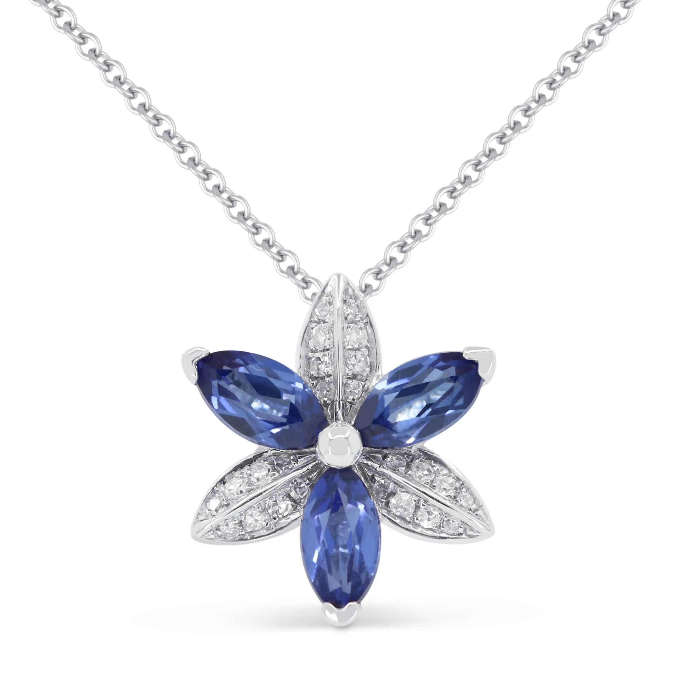 0.45ct Created Sapphire 16"Pendant Necklace in 14K White Gold