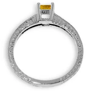 0.65 Carat 14K Solid White Gold Different Hours Citrine Diamond Ring