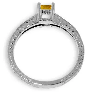 0.65 Carat 14K Solid White Gold Different Hours Citrine Diamond Ring