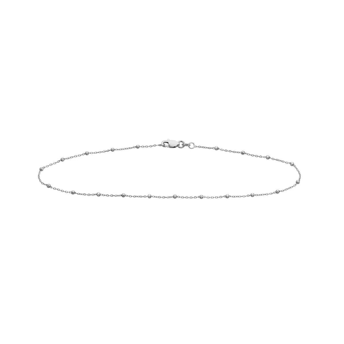 14K Yellow Gold Faceted Bead Saturn Chain with Lobster Lock Anklet