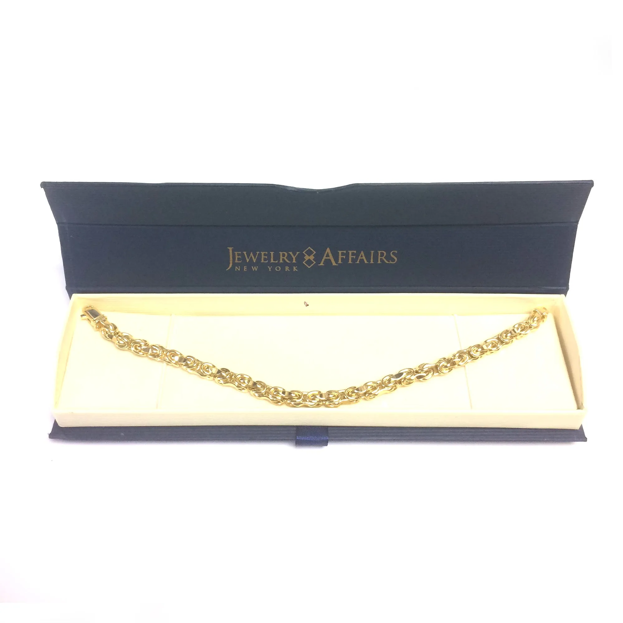 14k Yellow Gold Interconnected Link Mens Bracelet, 8.5"