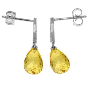 4.78 Carat 14K Solid White Gold Particles Of Light Citrine Diamond Earrings