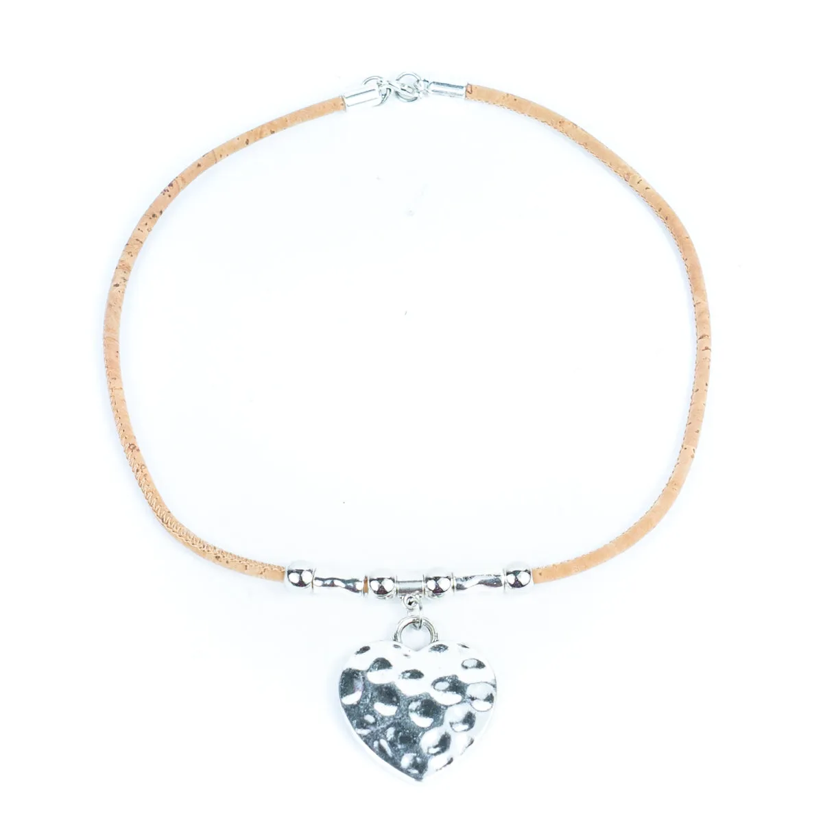 5 colors cork cord and a heart shape Pendant handmade women's fashion necklace NE-1076-MIX-5