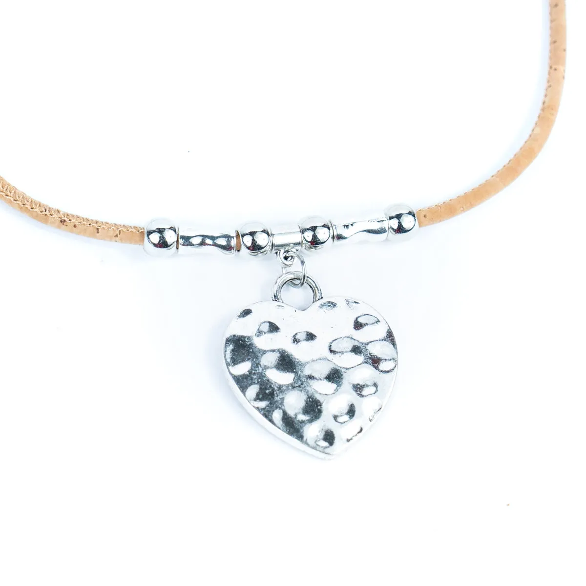 5 colors cork cord and a heart shape Pendant handmade women's fashion necklace NE-1076-MIX-5