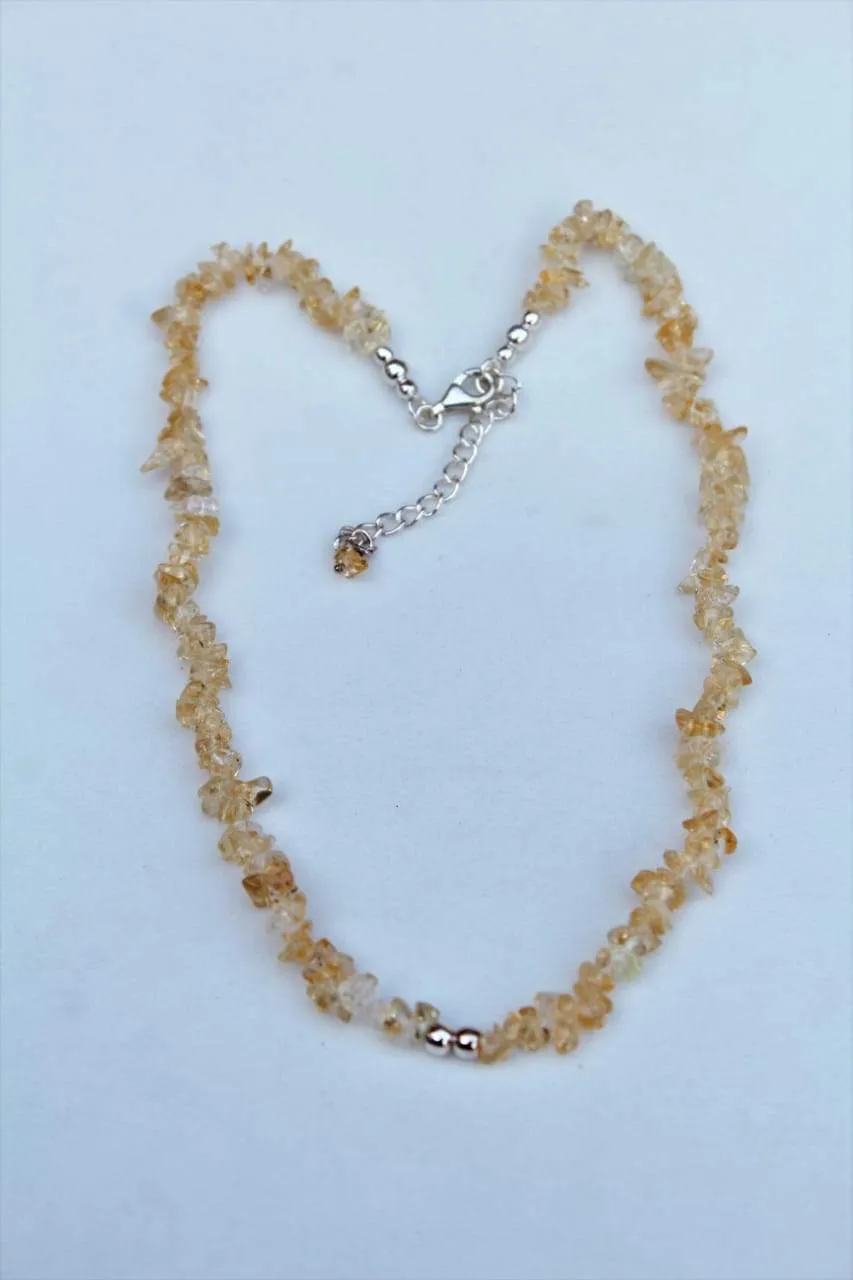 92.5 Sterling Silver Precious citrine gemstone necklace