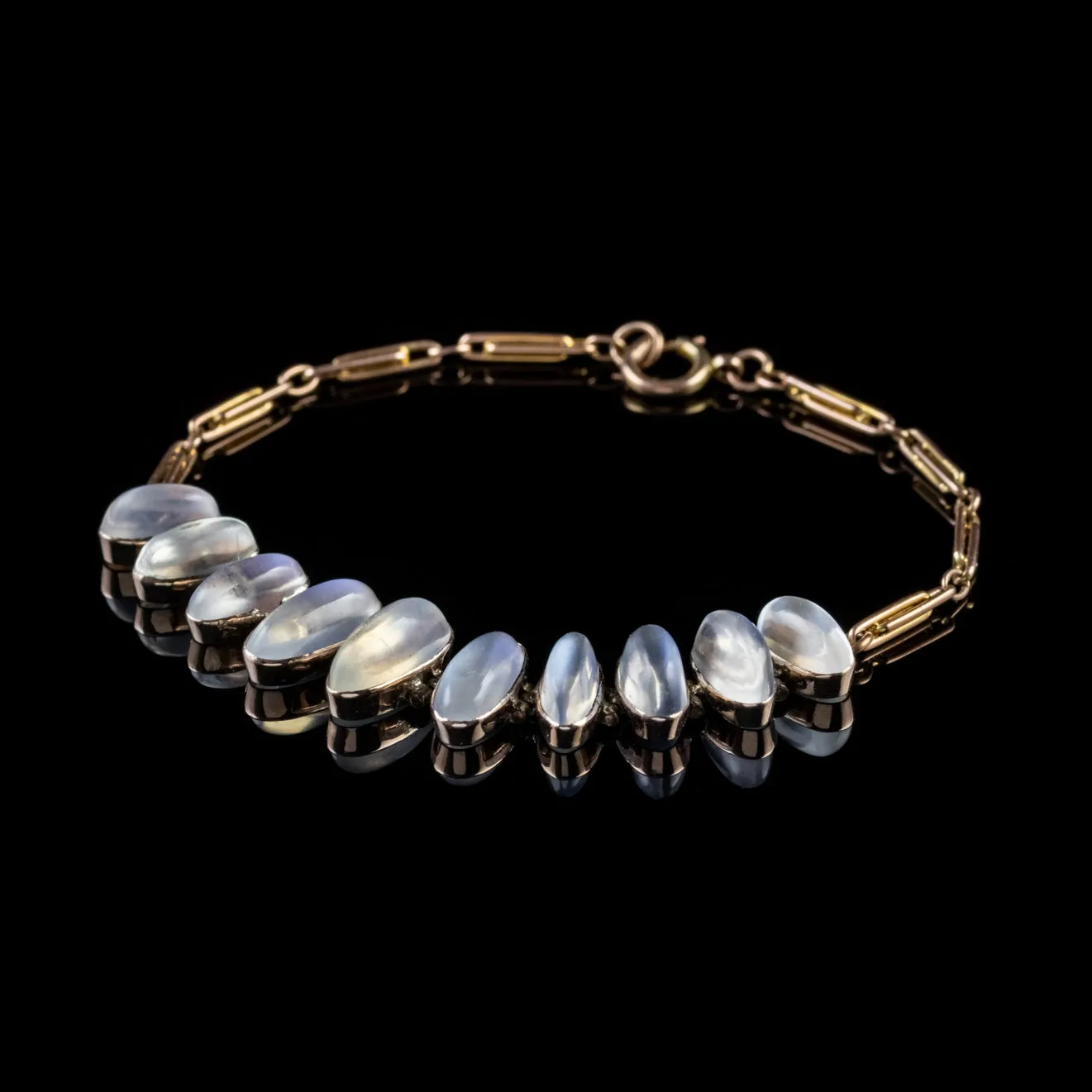 Antique Victorian Moonstone Bracelet 9Ct Rose Gold Circa 1900