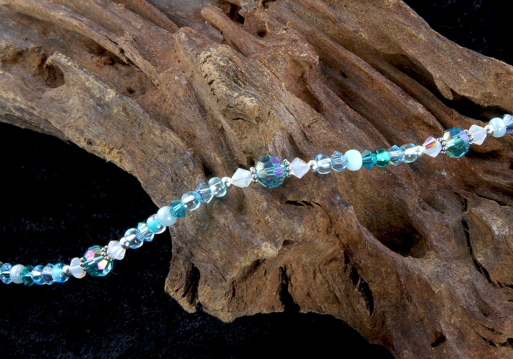 Aqua Opal Crystal Beaded Anklet