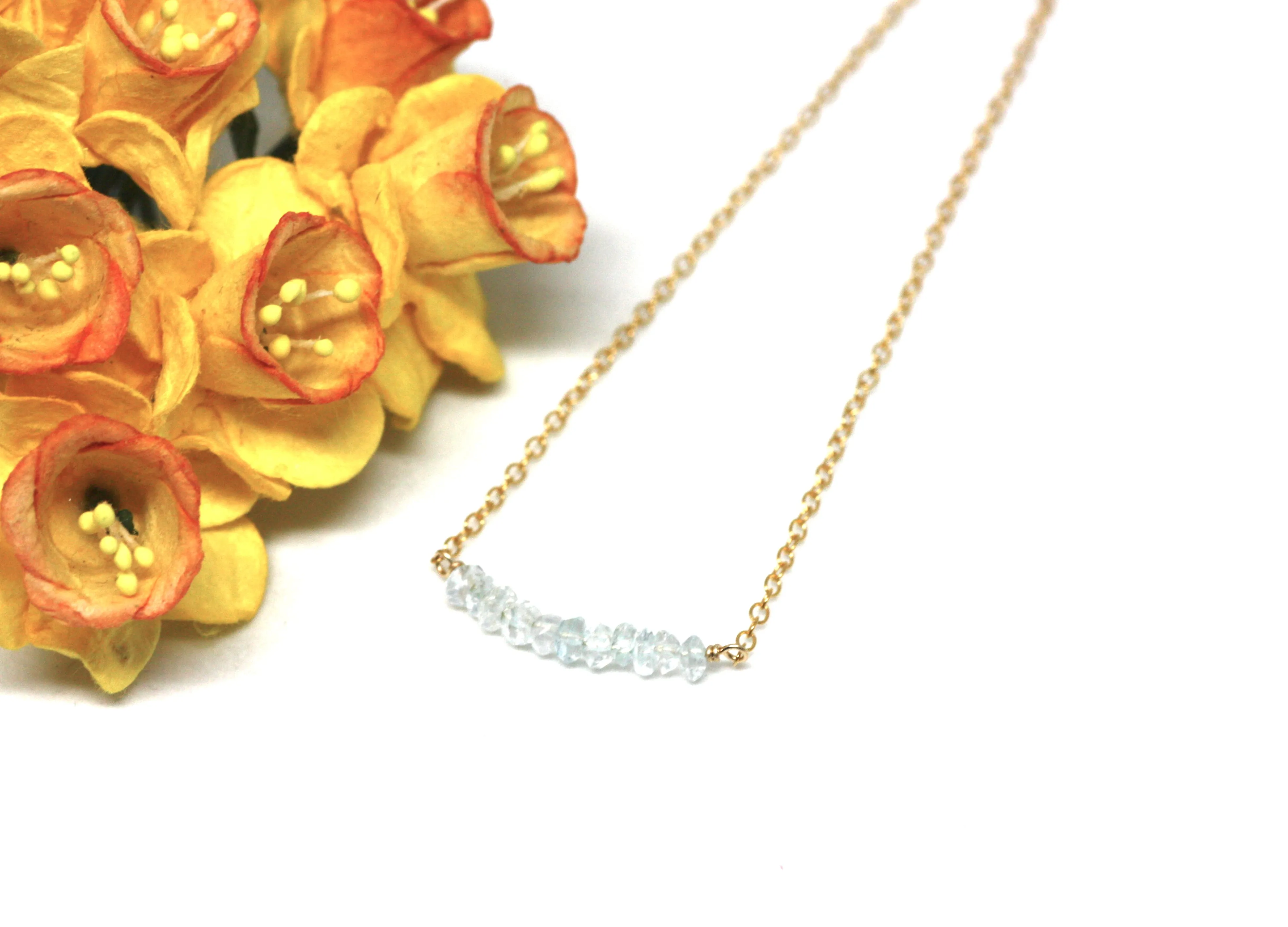 Aquamarine Petite Bar Bracelet