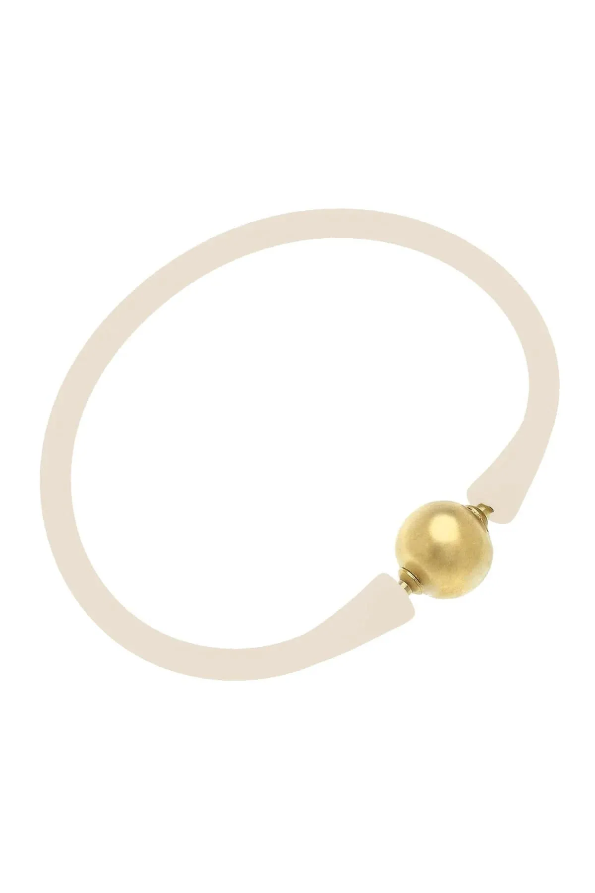 Bali 24K Gold Plated Bali Bead Silicone Bracelet - Ivory