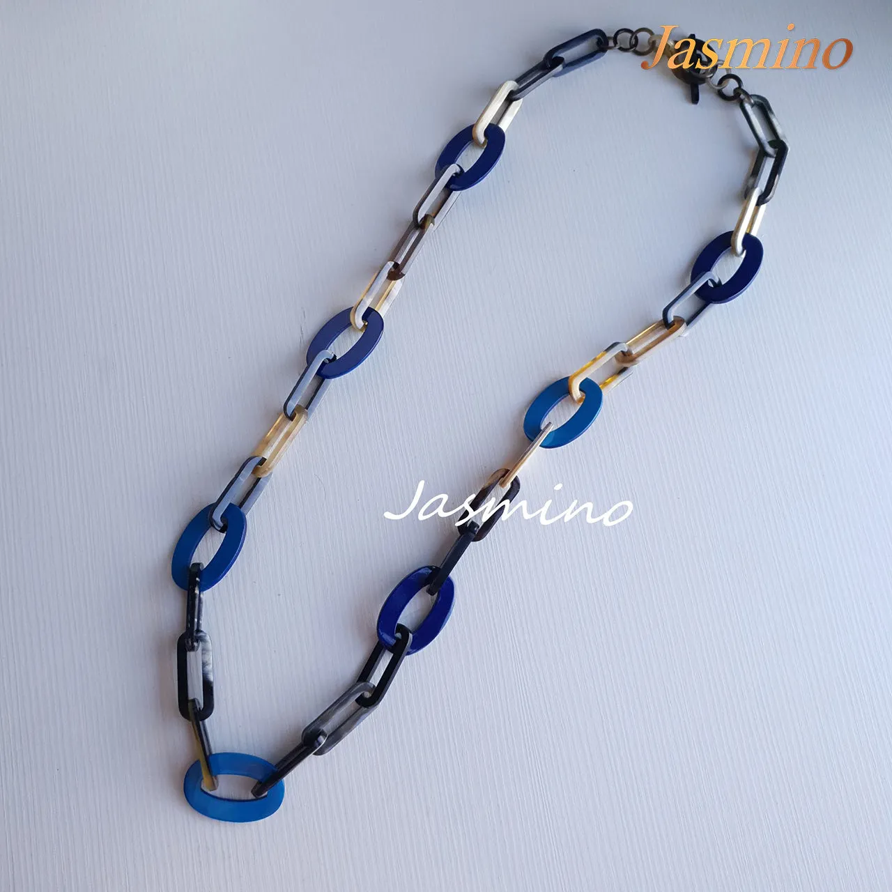 Blue Handmade Hypoallergenic Jewelry Chain Link Necklace J17862