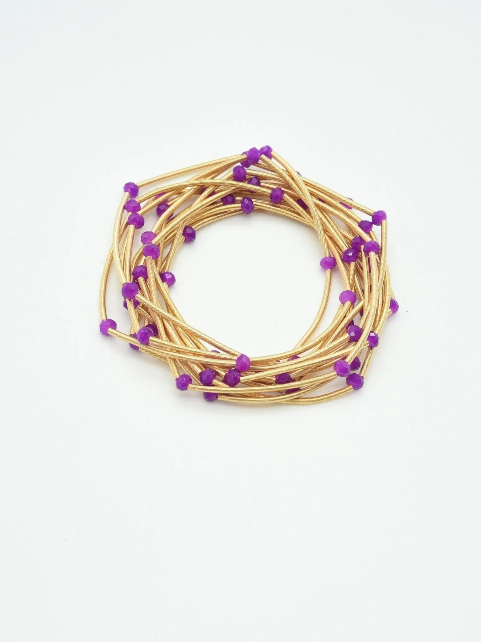 CB2176 Rhinestone Beads and Coil Stretch Bracelet Set