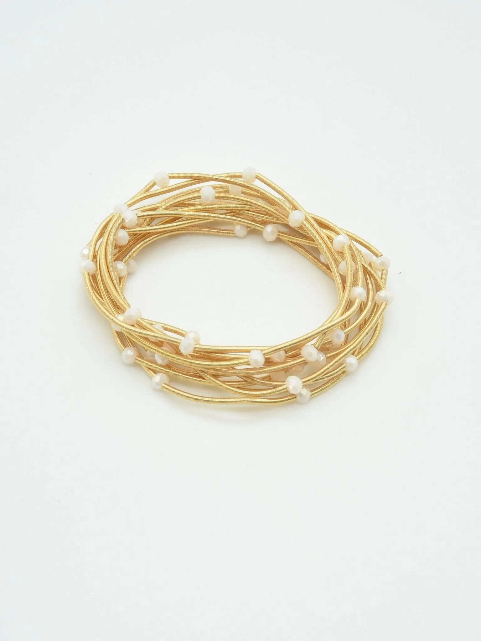 CB2176 Rhinestone Beads and Coil Stretch Bracelet Set