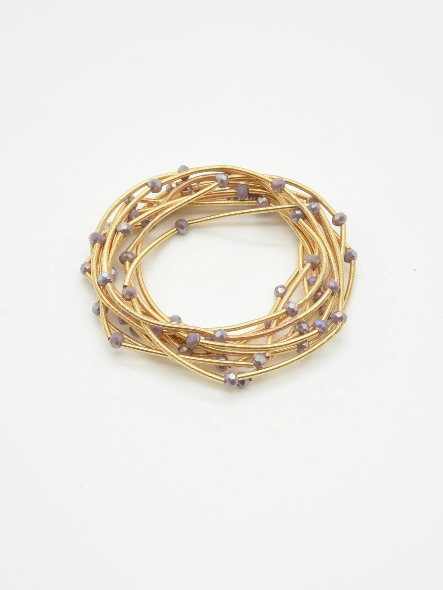 CB2176 Rhinestone Beads and Coil Stretch Bracelet Set