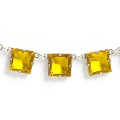 Citrine & Sterling Chicklet Necklace