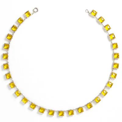 Citrine & Sterling Chicklet Necklace