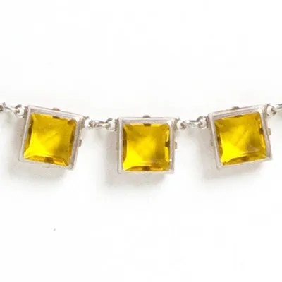 Citrine & Sterling Chicklet Necklace