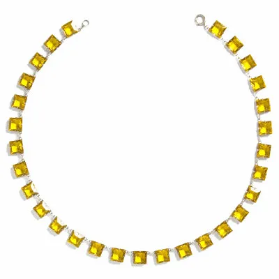 Citrine & Sterling Chicklet Necklace