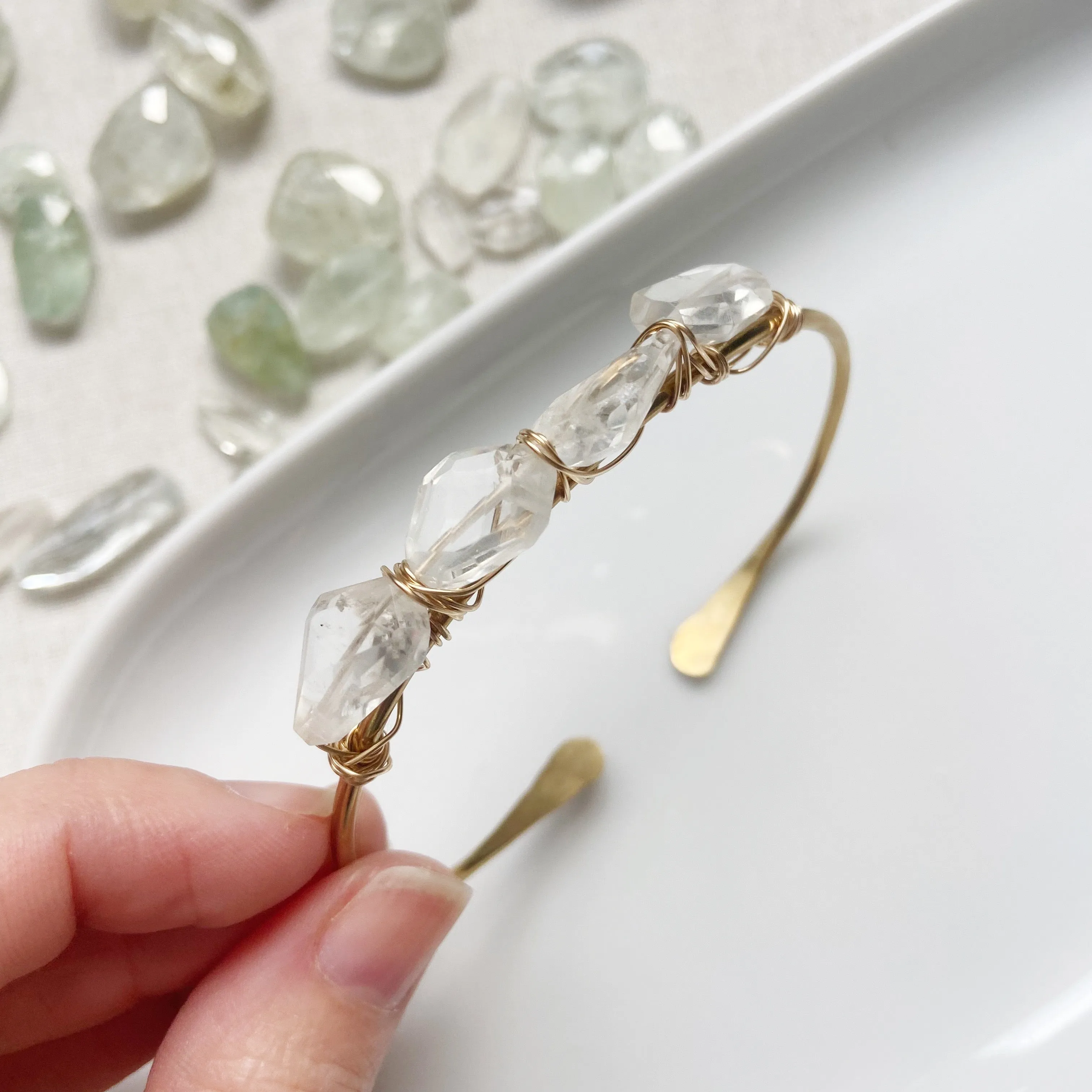 Clear Aquamarine Gemstone Cuff