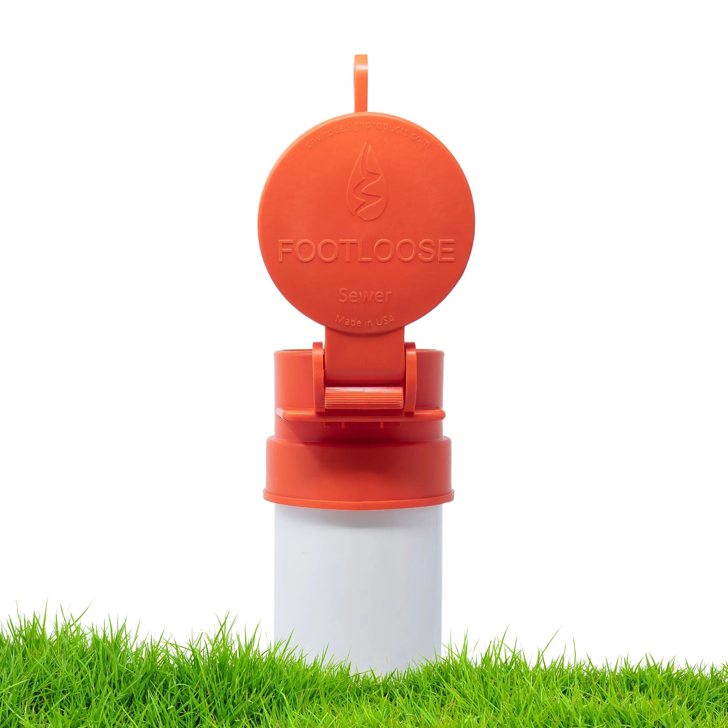 Enviro Design Products: FootLoose RV Site Sewer Cap, 4" Orange Female