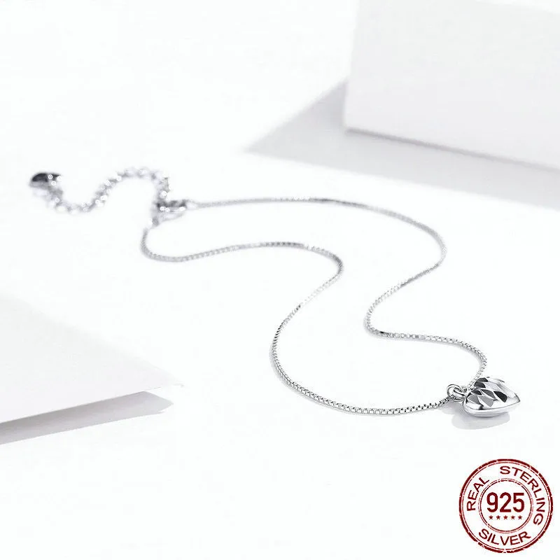 Girls' Sterling Silver Anklet With Platinum Plated Love