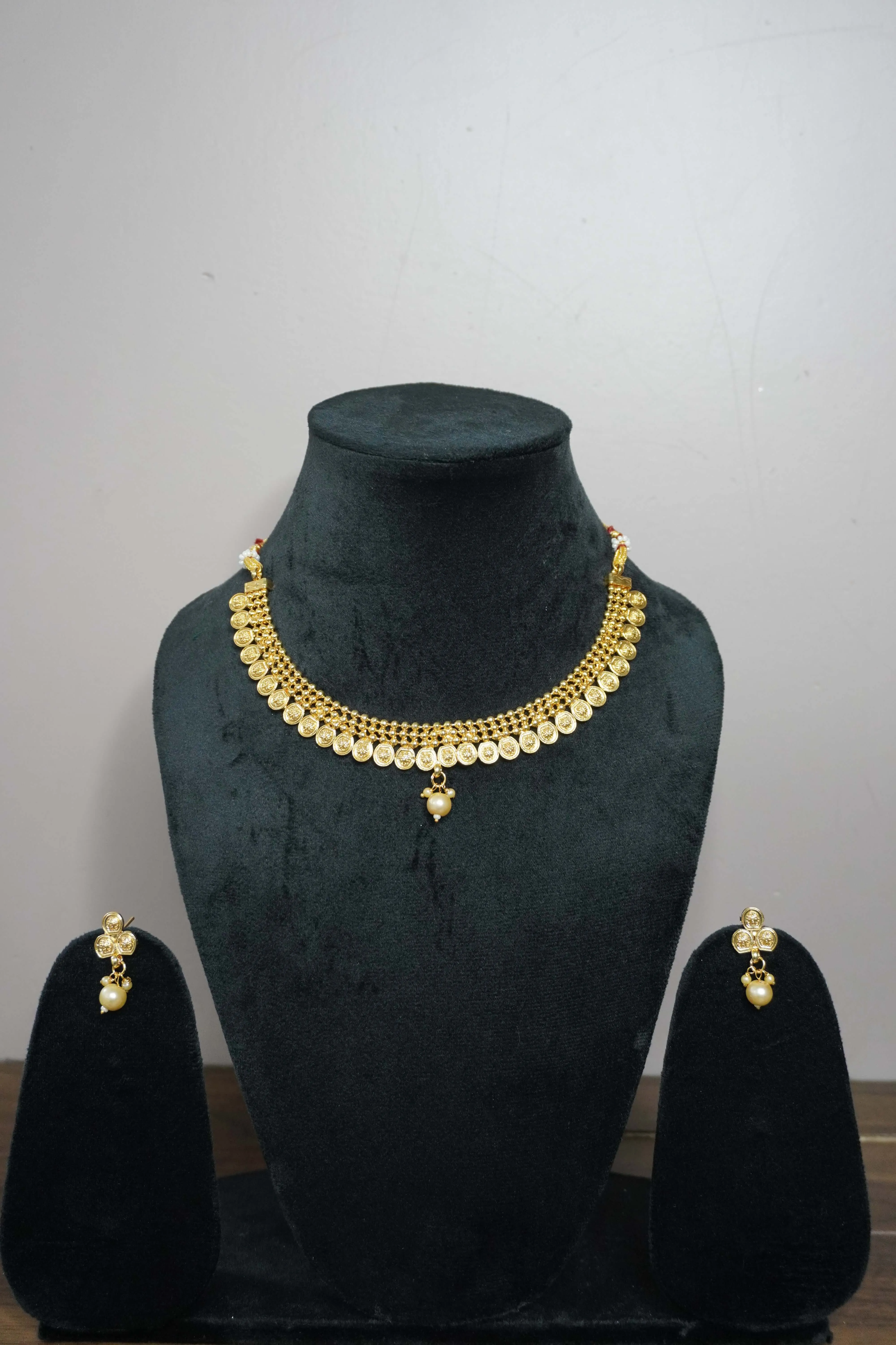 Gold Plated Necklace with Earring
