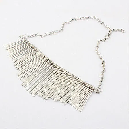 Gold Silver Gray 3 Colors Tassel Necklace Collier Femme High Quality Vintage Jewelry Statement Chokers Necklace & Pendants
