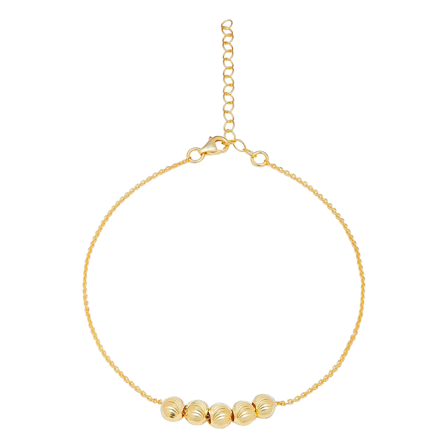 Golden Bead Plated 925 Sterling Silver Anklet