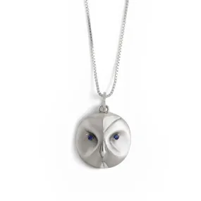 Great Grey Owl Necklace With Sapphire Eyes
