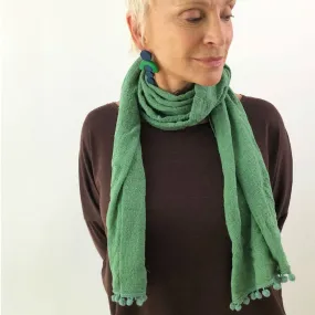 Green Pom-Pom Scarf