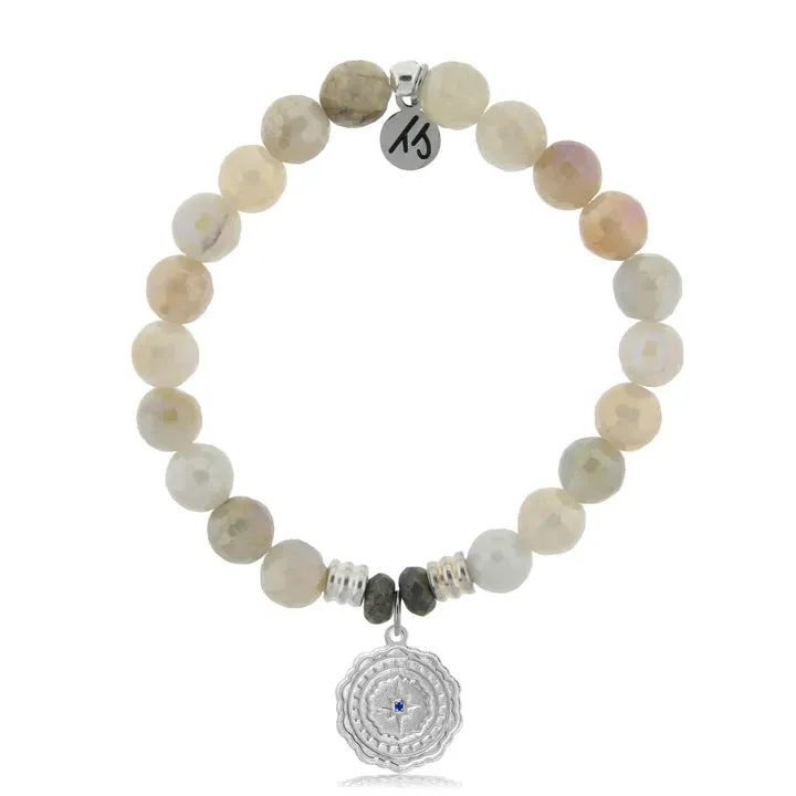 Moonstone Stone Bracelet with Healing Sterling Silver Charm