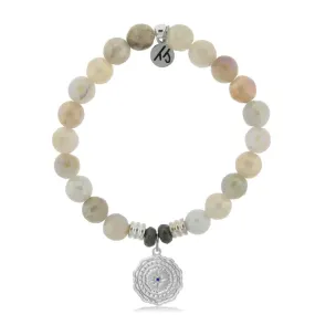 Moonstone Stone Bracelet with Healing Sterling Silver Charm