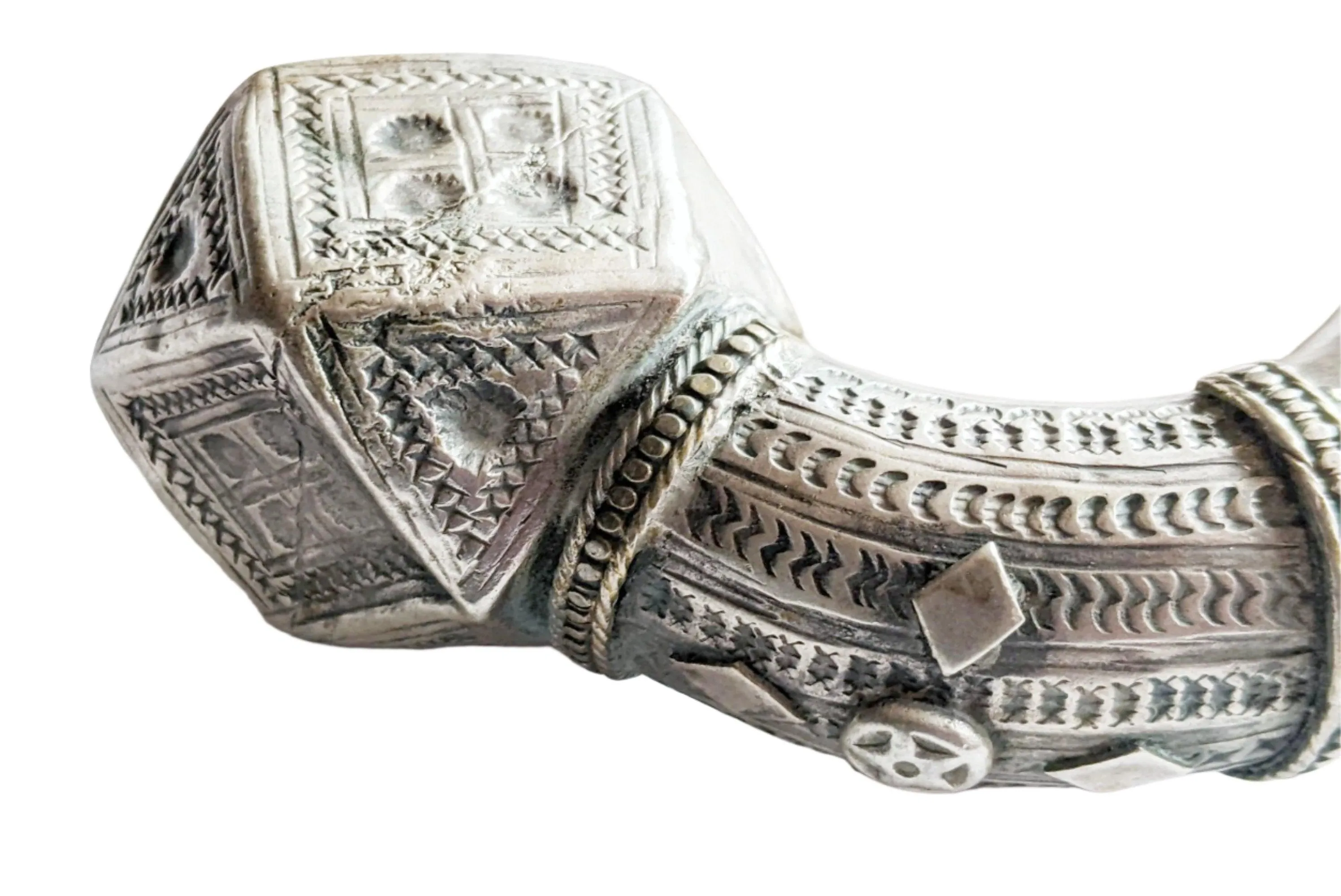 Old Chunky Silver Nubian Anklet or Foot Bracelet