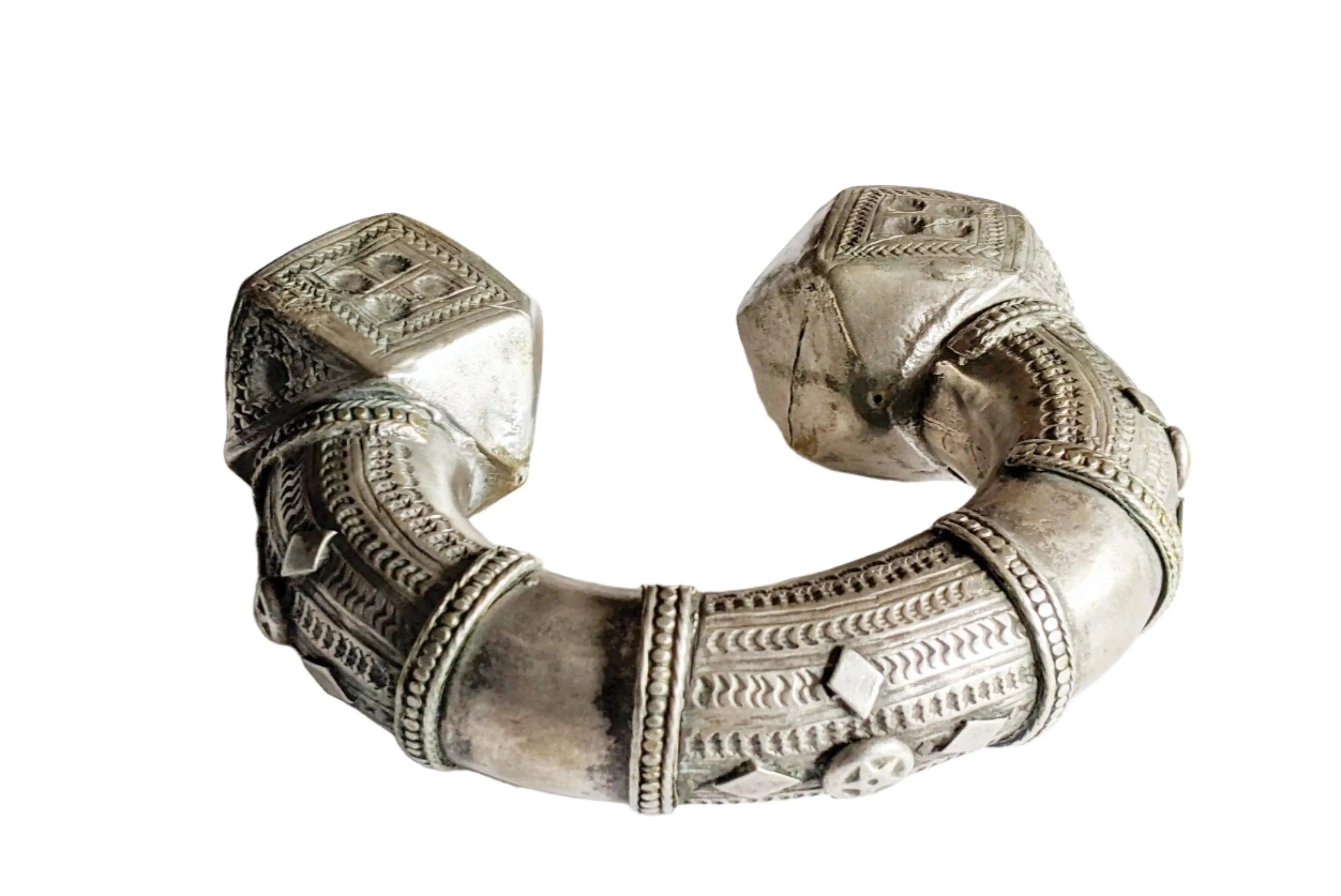 Old Chunky Silver Nubian Anklet or Foot Bracelet
