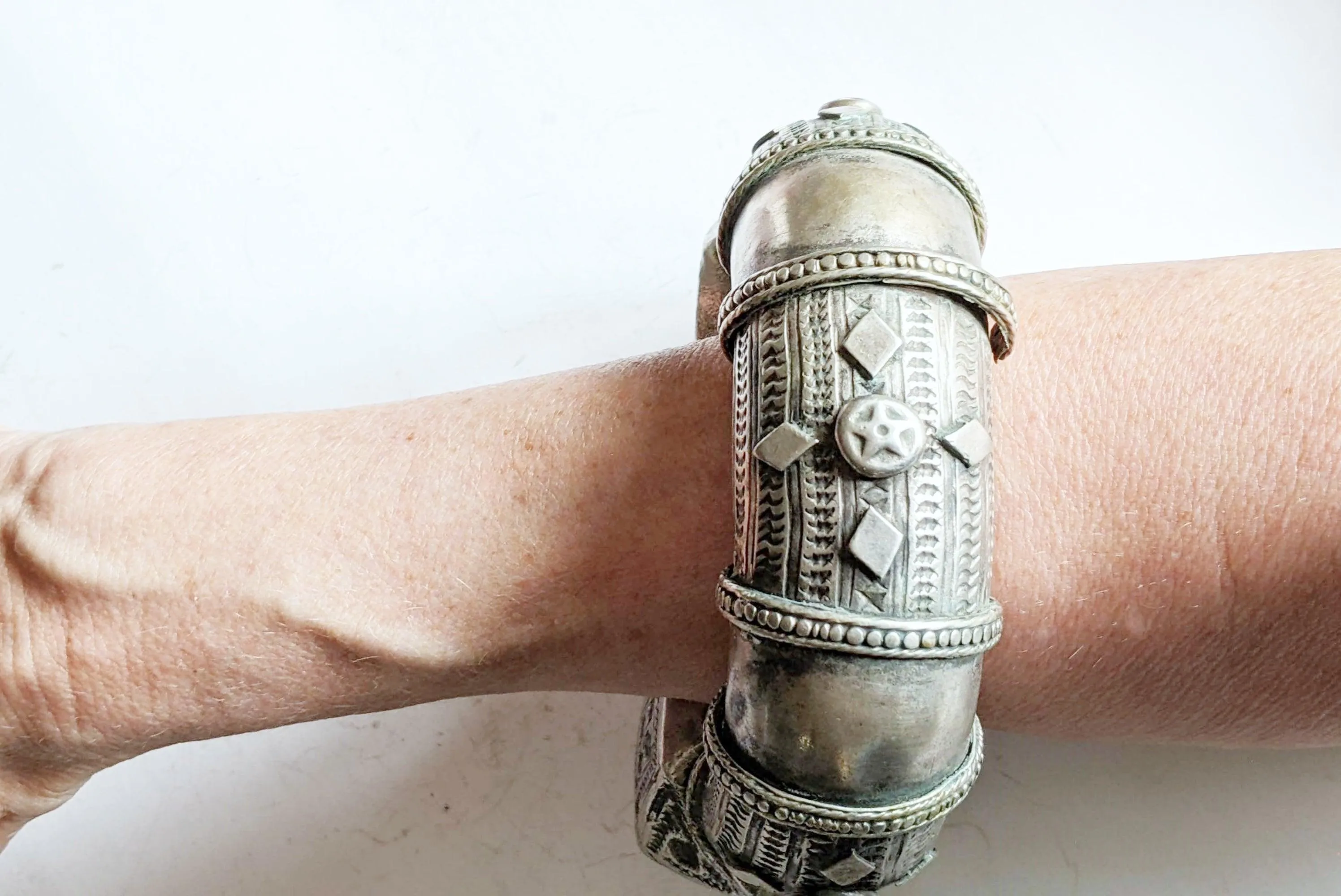 Old Chunky Silver Nubian Anklet or Foot Bracelet