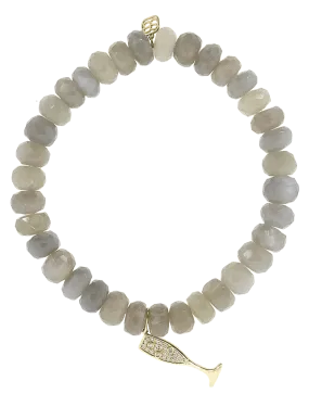 Pave Diamond Champagne Glass Charm Bracelet