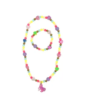 Pink Poppy Unicorn Rainbow Necklace & Bracelet Set