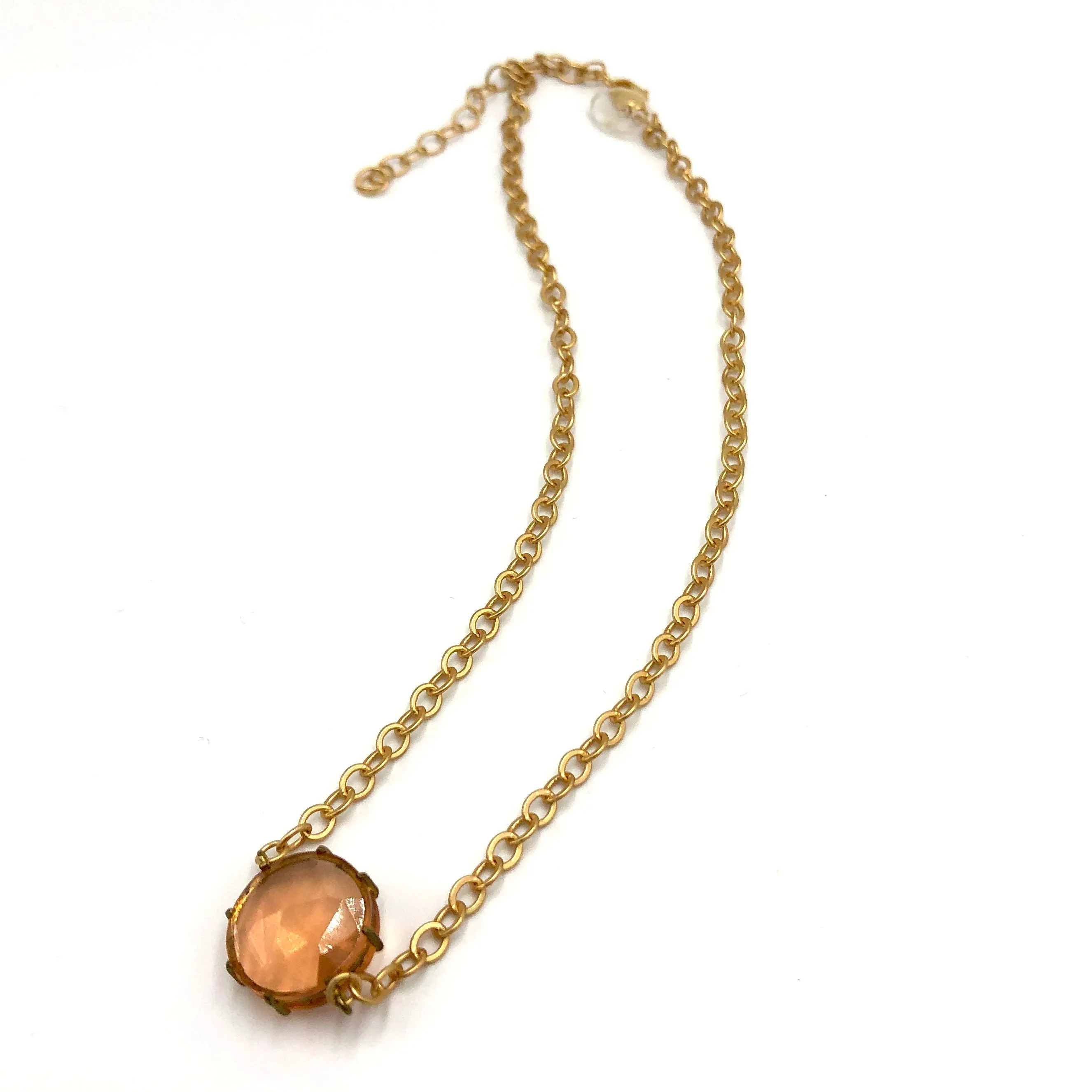Pink Quilted Heirloom Glass Shortie Necklace - Med Shortie