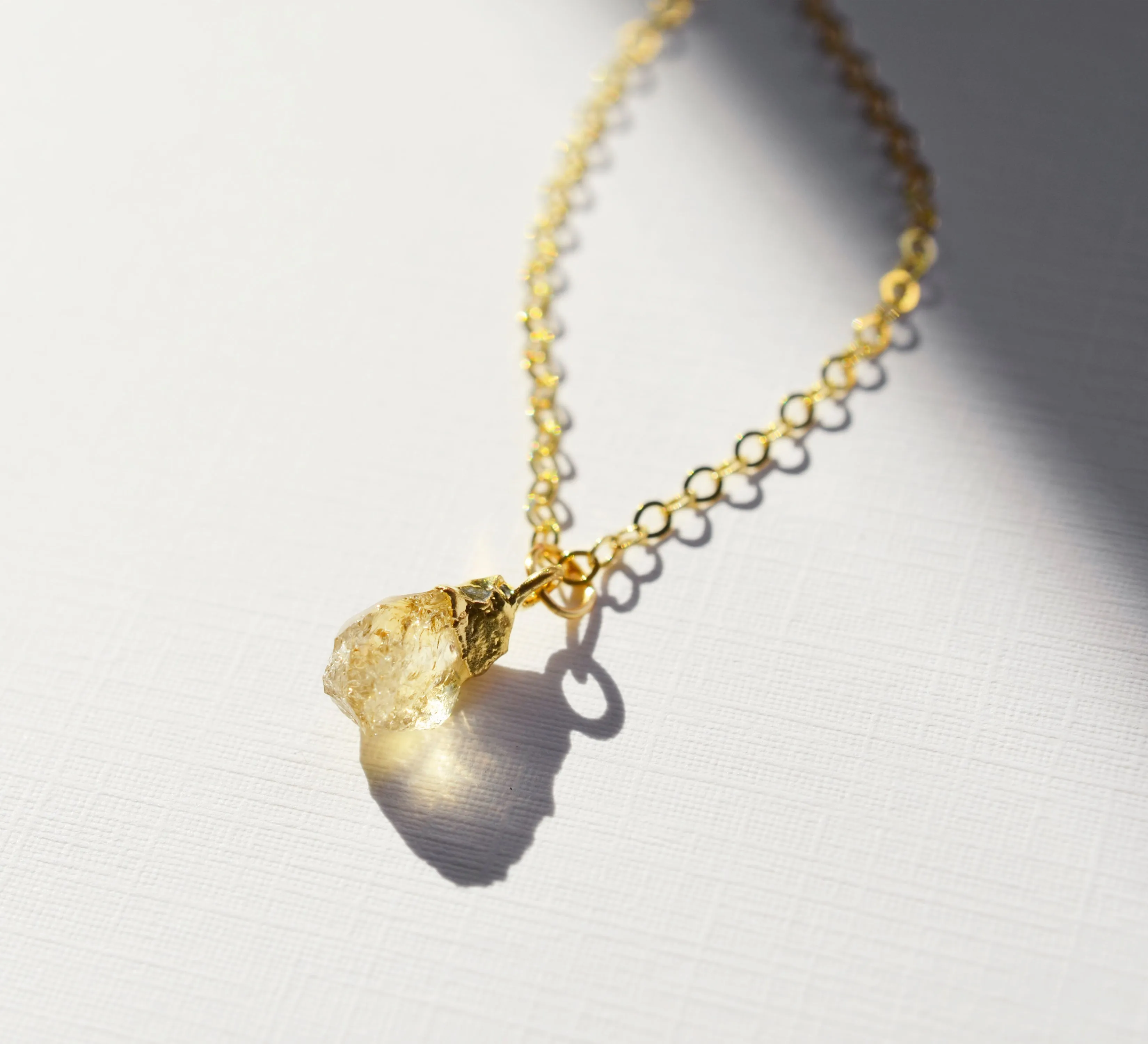 Rough Citrine Crystal Necklace