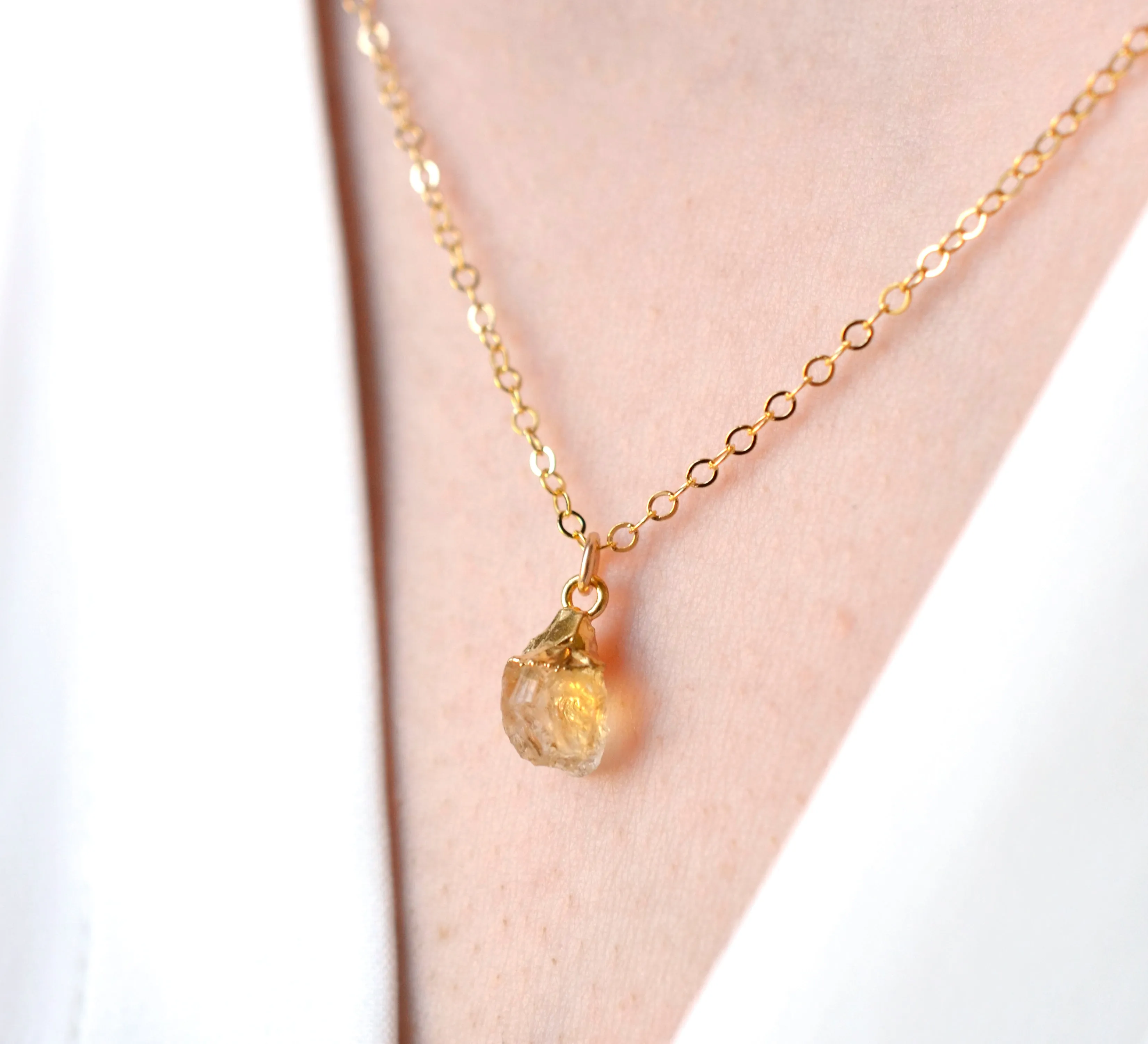 Rough Citrine Crystal Necklace