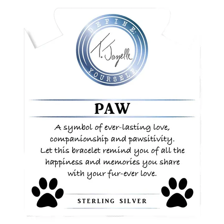 Sand Moonstone Gemstone Bracelet with Paw CZ Sterling Silver Charm