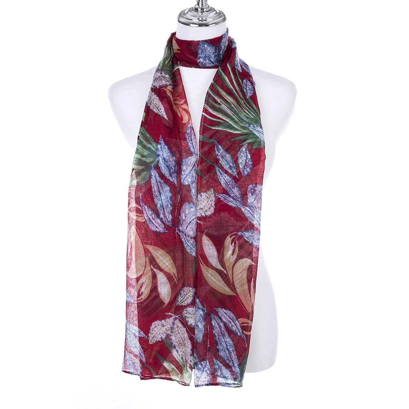 Sara Leaf Red Scarf