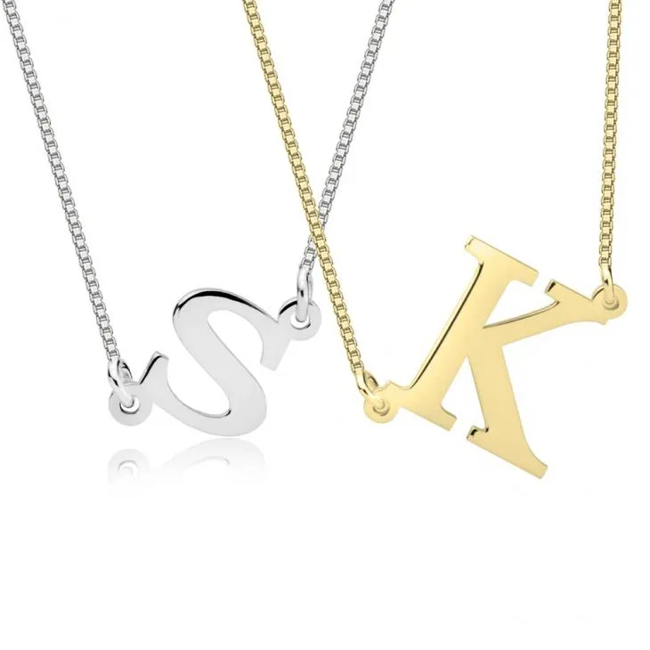 Sideways Initial Necklace