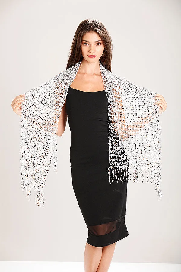 Silver Sequin Scarf