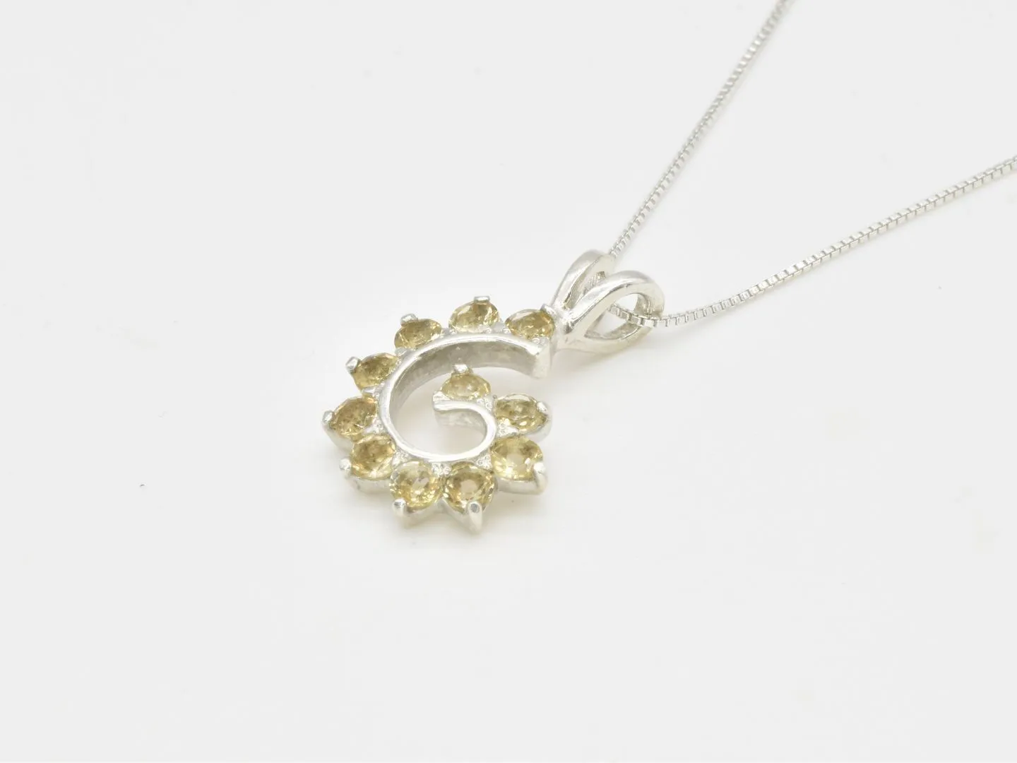 Spiral Citrine Pendant - Silver Citrine Pendant - November Birthstone Necklace