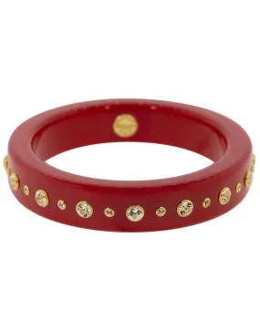 White Topaz Red Bakelite Bangle