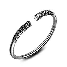 Yellow Chimes Vintage Style Tibetan Jewelry Antique Silver Bohemian Bangle Koi Carving Cuff Bracelets Bangles for Men and Women