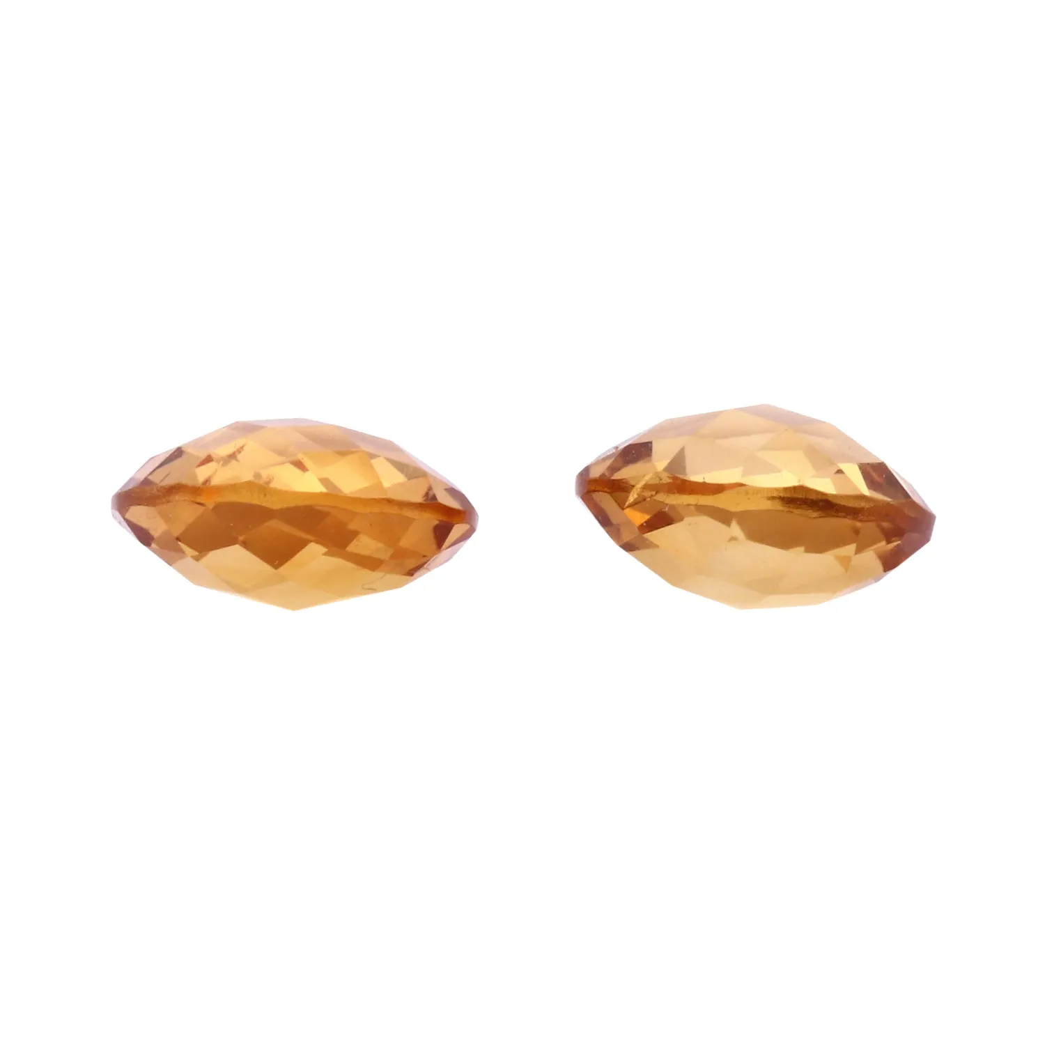 Yellow Citrine Checker Cut Briolette Round (Pair)