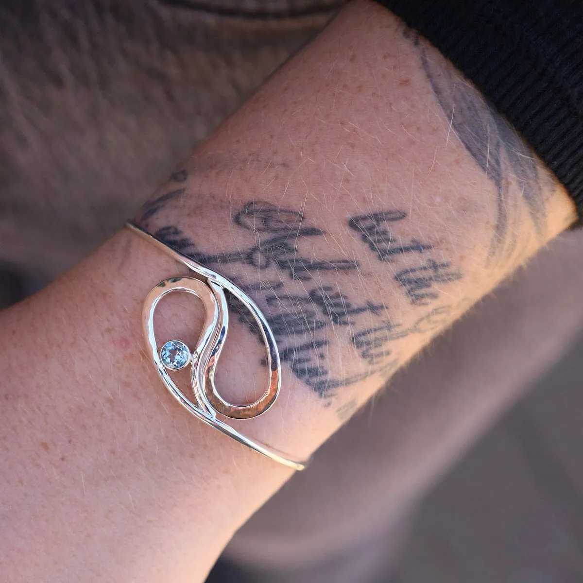Yin Yang Bracelet with Blue Topaz